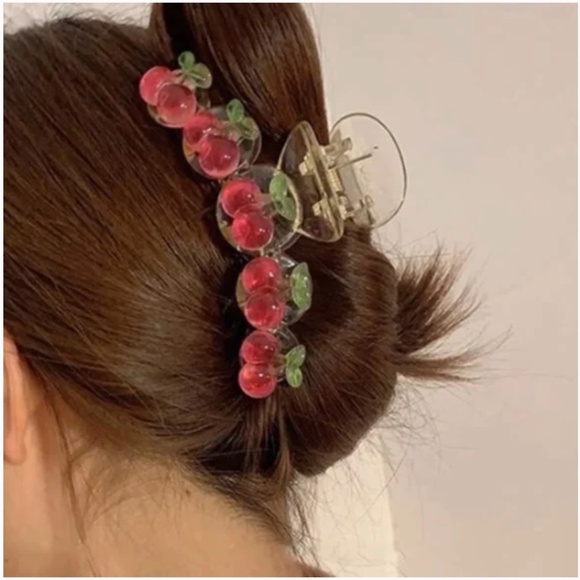 ❤️ FREE Cherry Fruit Hair Chic Glam Girly Modern Trendy Minimalist Hip Claw Clip - Picture 1 of 5